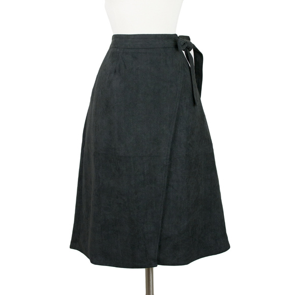 ASTR the Label | Faux Suede Wrap Skirt in Gray - Picture 1 of 4